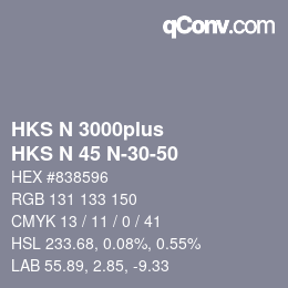 Color code: HKS N 3000plus - HKS N 45 N-30-50 | qconv.com