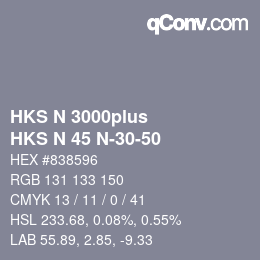 颜色代码: HKS N 3000plus - HKS N 45 N-30-50 | qconv.com