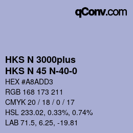 颜色代码: HKS N 3000plus - HKS N 45 N-40-0 | qconv.com
