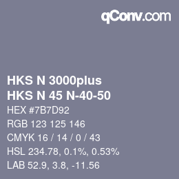颜色代码: HKS N 3000plus - HKS N 45 N-40-50 | qconv.com