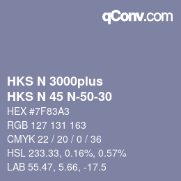 颜色代码: HKS N 3000plus - HKS N 45 N-50-30 | qconv.com