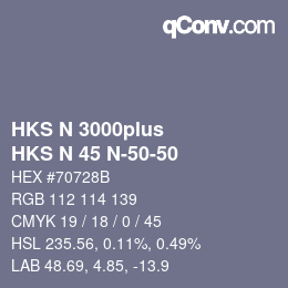 颜色代码: HKS N 3000plus - HKS N 45 N-50-50 | qconv.com