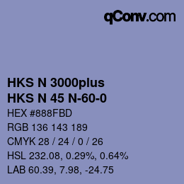 Código de color: HKS N 3000plus - HKS N 45 N-60-0 | qconv.com