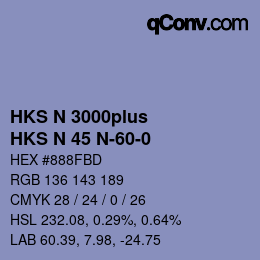 Code couleur: HKS N 3000plus - HKS N 45 N-60-0 | qconv.com