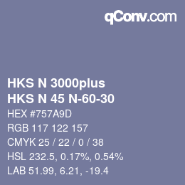 Color code: HKS N 3000plus - HKS N 45 N-60-30 | qconv.com