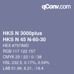 颜色代码: HKS N 3000plus - HKS N 45 N-60-30 | qconv.com