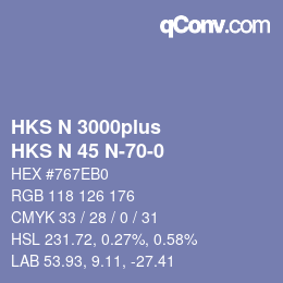 Color code: HKS N 3000plus - HKS N 45 N-70-0 | qconv.com