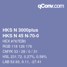 Color code: HKS N 3000plus - HKS N 45 N-70-0 | qconv.com