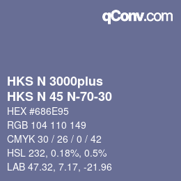 Color code: HKS N 3000plus - HKS N 45 N-70-30 | qconv.com