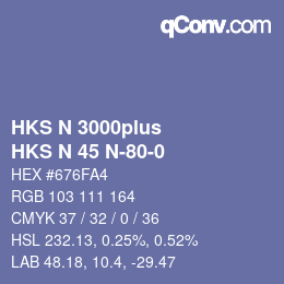 Farbcode: HKS N 3000plus - HKS N 45 N-80-0 | qconv.com