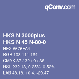 颜色代码: HKS N 3000plus - HKS N 45 N-80-0 | qconv.com