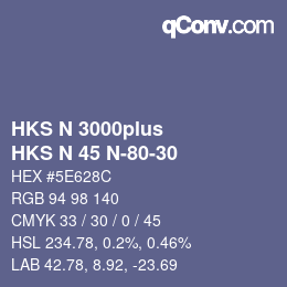 颜色代码: HKS N 3000plus - HKS N 45 N-80-30 | qconv.com