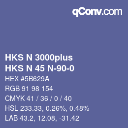 Color code: HKS N 3000plus - HKS N 45 N-90-0 | qconv.com