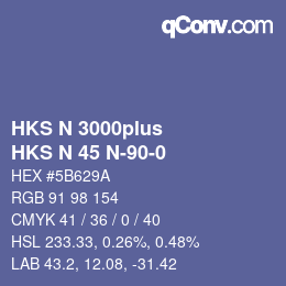颜色代码: HKS N 3000plus - HKS N 45 N-90-0 | qconv.com