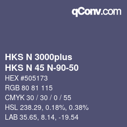 颜色代码: HKS N 3000plus - HKS N 45 N-90-50 | qconv.com