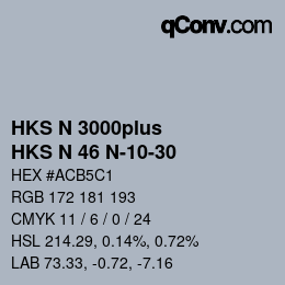 Código de color: HKS N 3000plus - HKS N 46 N-10-30 | qconv.com
