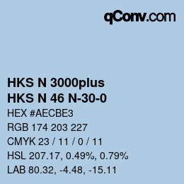 Color code: HKS N 3000plus - HKS N 46 N-30-0 | qconv.com