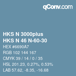 Color code: HKS N 3000plus - HKS N 46 N-60-30 | qconv.com