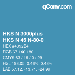 Color code: HKS N 3000plus - HKS N 46 N-80-0 | qconv.com