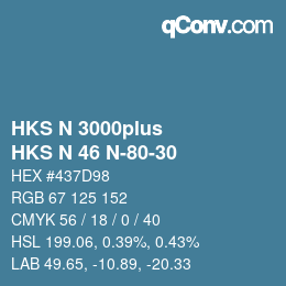 颜色代码: HKS N 3000plus - HKS N 46 N-80-30 | qconv.com