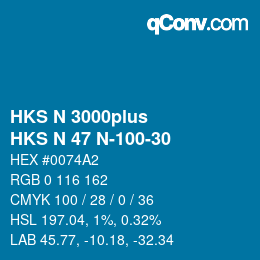 颜色代码: HKS N 3000plus - HKS N 47 N-100-30 | qconv.com