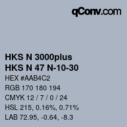 Code couleur: HKS N 3000plus - HKS N 47 N-10-30 | qconv.com