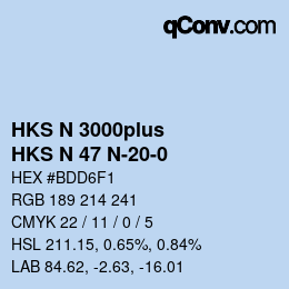 Code couleur: HKS N 3000plus - HKS N 47 N-20-0 | qconv.com