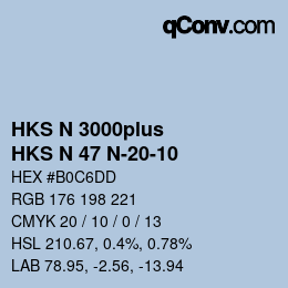 Color code: HKS N 3000plus - HKS N 47 N-20-10 | qconv.com