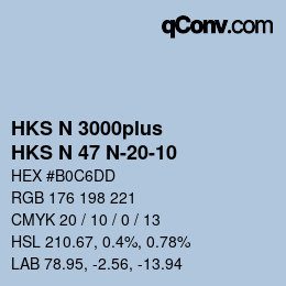 Code couleur: HKS N 3000plus - HKS N 47 N-20-10 | qconv.com
