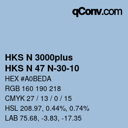 Color code: HKS N 3000plus - HKS N 47 N-30-10 | qconv.com