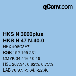 Color code: HKS N 3000plus - HKS N 47 N-40-0 | qconv.com