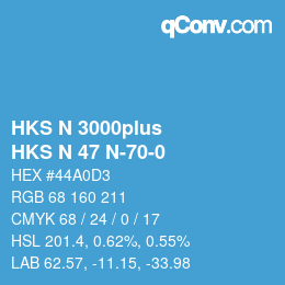 Color code: HKS N 3000plus - HKS N 47 N-70-0 | qconv.com