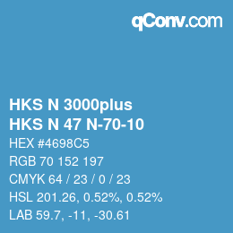 Color code: HKS N 3000plus - HKS N 47 N-70-10 | qconv.com