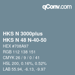 Color code: HKS N 3000plus - HKS N 48 N-40-50 | qconv.com