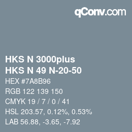 颜色代码: HKS N 3000plus - HKS N 49 N-20-50 | qconv.com
