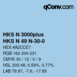 Color code: HKS N 3000plus - HKS N 49 N-30-0 | qconv.com