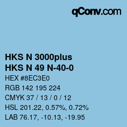 Color code: HKS N 3000plus - HKS N 49 N-40-0 | qconv.com