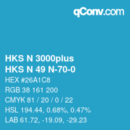 Color code: HKS N 3000plus - HKS N 49 N-70-0 | qconv.com