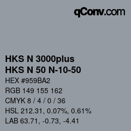 Color code: HKS N 3000plus - HKS N 50 N-10-50 | qconv.com