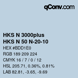 Color code: HKS N 3000plus - HKS N 50 N-20-10 | qconv.com