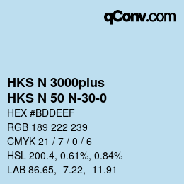 Color code: HKS N 3000plus - HKS N 50 N-30-0 | qconv.com