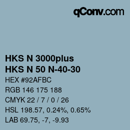 Color code: HKS N 3000plus - HKS N 50 N-40-30 | qconv.com