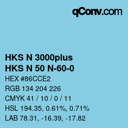 Color code: HKS N 3000plus - HKS N 50 N-60-0 | qconv.com
