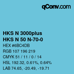 Color code: HKS N 3000plus - HKS N 50 N-70-0 | qconv.com