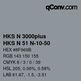 颜色代码: HKS N 3000plus - HKS N 51 N-10-50 | qconv.com