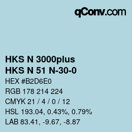 Color code: HKS N 3000plus - HKS N 51 N-30-0 | qconv.com