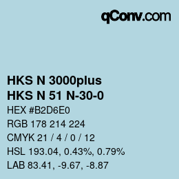 Código de color: HKS N 3000plus - HKS N 51 N-30-0 | qconv.com