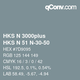 Color code: HKS N 3000plus - HKS N 51 N-30-50 | qconv.com