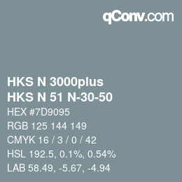 颜色代码: HKS N 3000plus - HKS N 51 N-30-50 | qconv.com
