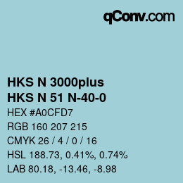 Color code: HKS N 3000plus - HKS N 51 N-40-0 | qconv.com